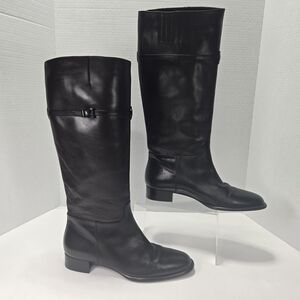 Via Spiga Italian Black Leather Riding Boots Women's Size 7 1/2 7.5